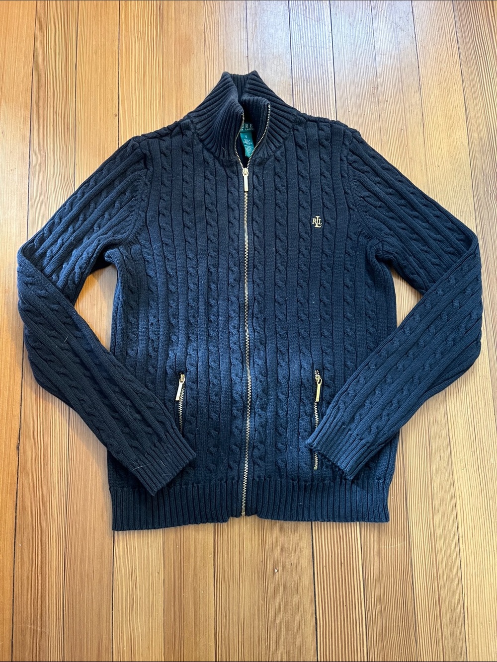 Ralph Lauren cable knit full zip up sweater
